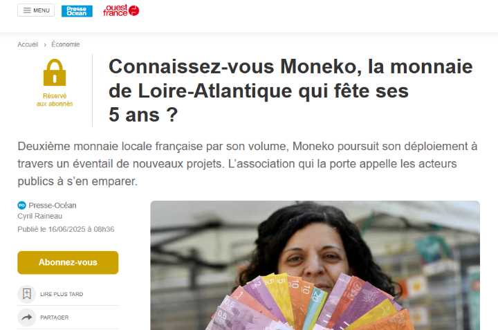 Capture d'écran de l'article en ligne sur le site de Presse Ocean